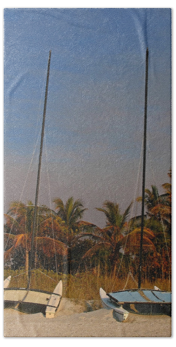 Sailing Boat Beach Towel featuring the photograph Catamaran Sailboats by Juergen Roth