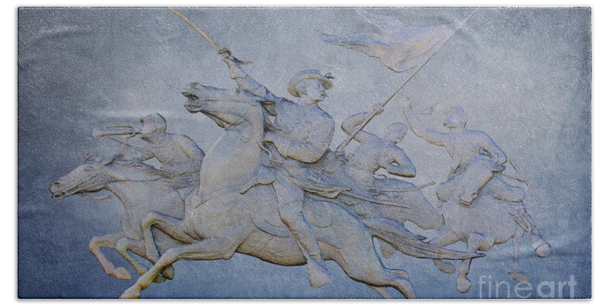 Cavalry Charge Gettysburg Battlefield Beach Towel featuring the digital art Cavalry Charge Gettysburg Battlefield by Randy Steele