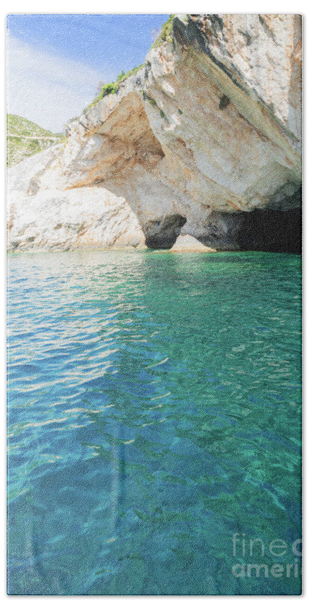 Zakinthos Beach Towel featuring the photograph Cave of Zakinthos Island by Anastasy Yarmolovich