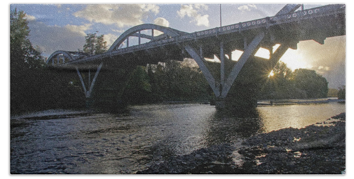 Caveman Bridge Beach Sheet featuring the photograph Caveman Bridge at Sunset by Mick Anderson