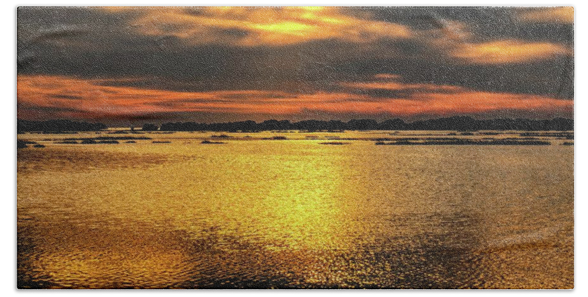 Florida #florida West Coast # Cedar Key # Sunset # Gulf Of Mexico # Islands # Beach Towel featuring the photograph Ceader Key Florida by Louis Ferreira