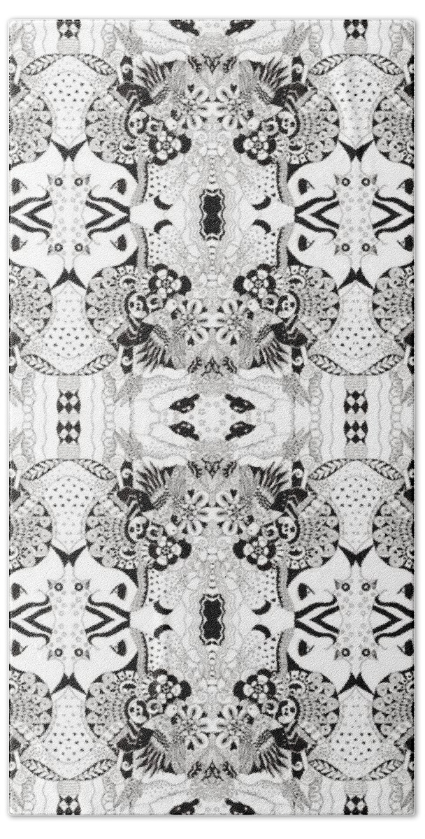 Black And White Beach Towel featuring the mixed media Ceilings and Floors Variation by Helena Tiainen