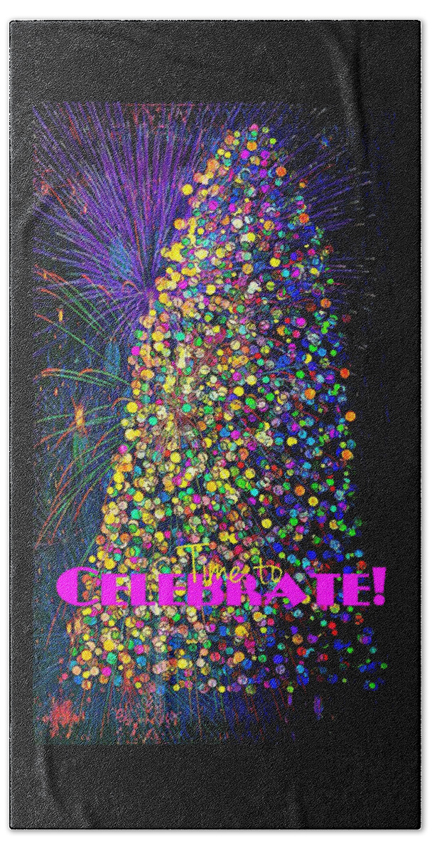Holiday Tree Lights Beach Towel featuring the digital art Celebrate In Lights by Pamela Smale Williams