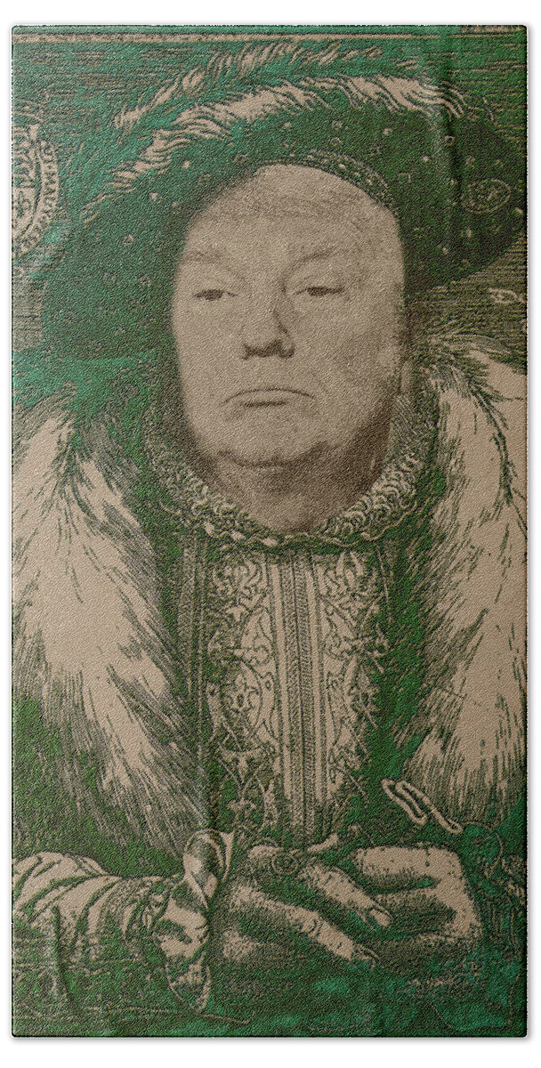 'celebrity Etchings' Collection By Serge Averbukh Beach Towel featuring the digital art Celebrity Etchings - Donald Trump by Serge Averbukh