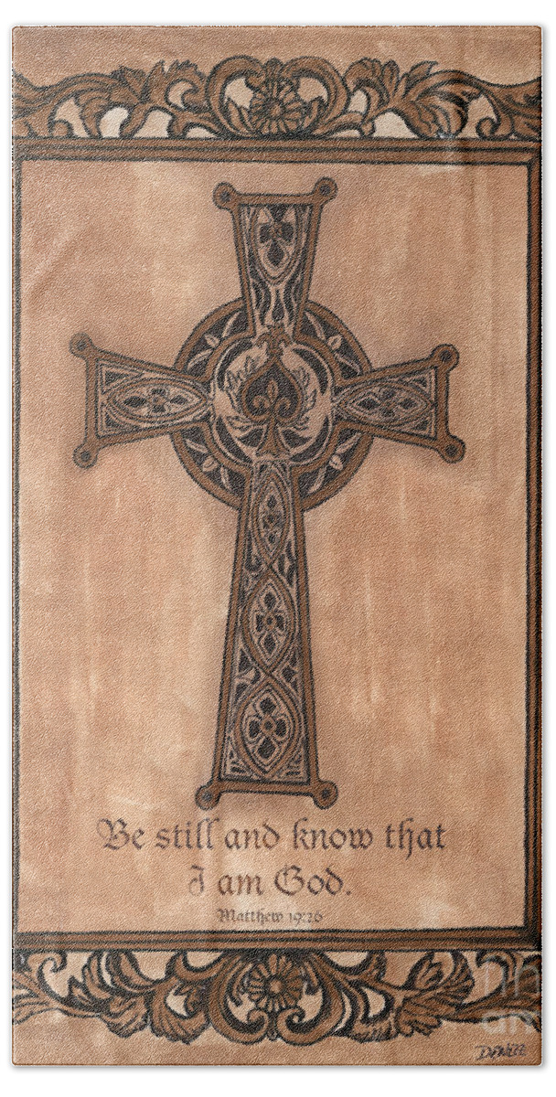 Cross Beach Towel featuring the painting Celtic Cross by Debbie DeWitt