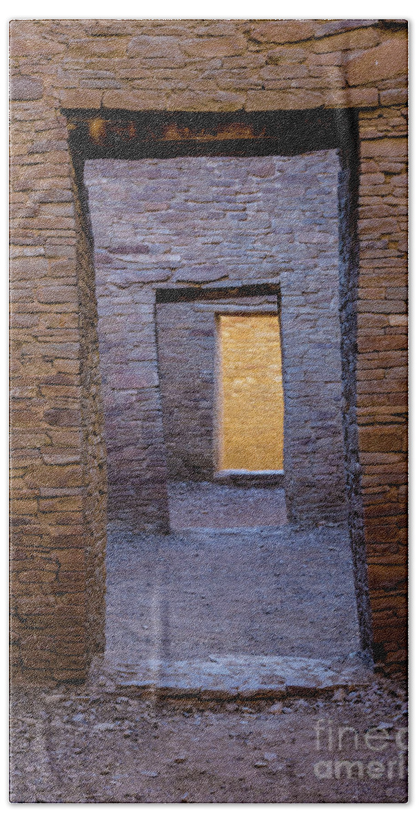 Chaco Canyon Doorways Beach Sheet featuring the photograph Chaco Canyon - Pueblo Bonito Doorways 2 - New Mexico by Gary Whitton