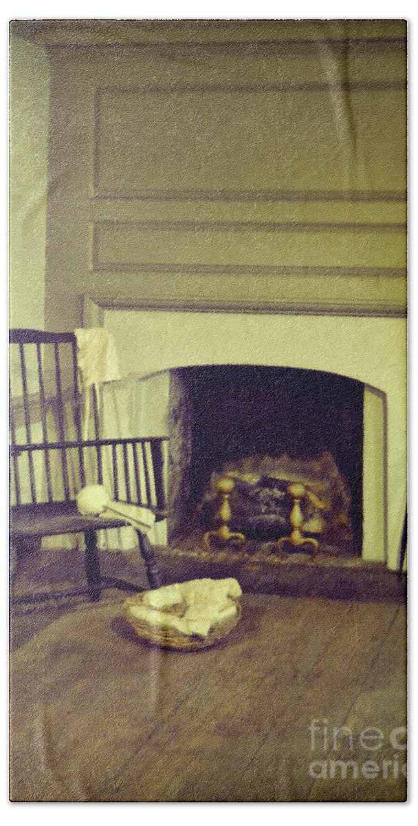 Chair Beach Towel featuring the photograph Chair by the Fireplace by Jill Battaglia