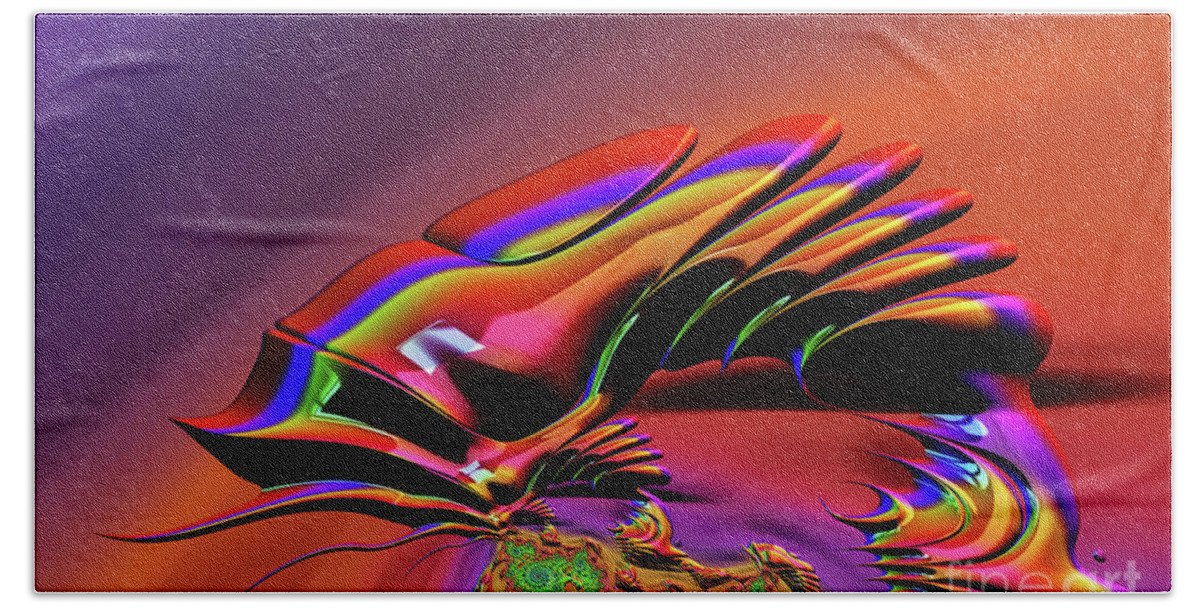 Fractal Beach Towel featuring the digital art Chameleon Rainbow by Steve Purnell