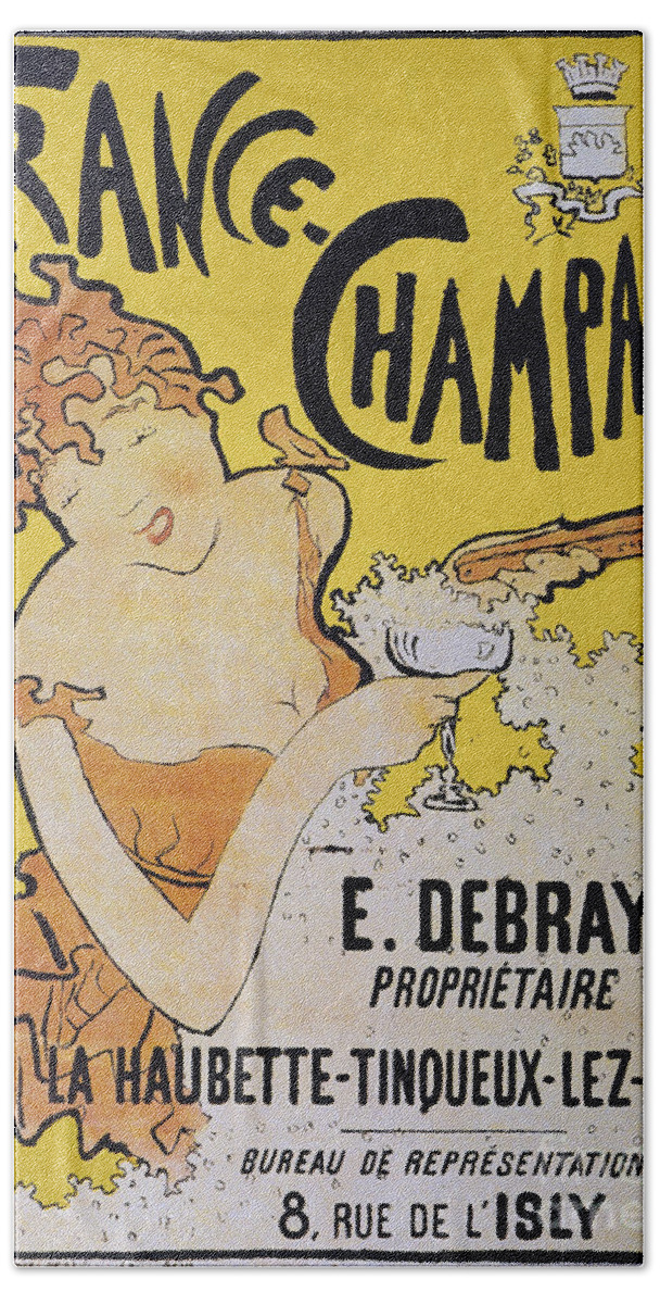 1891 Beach Towel featuring the photograph Champagne Poster, 1891 by Granger