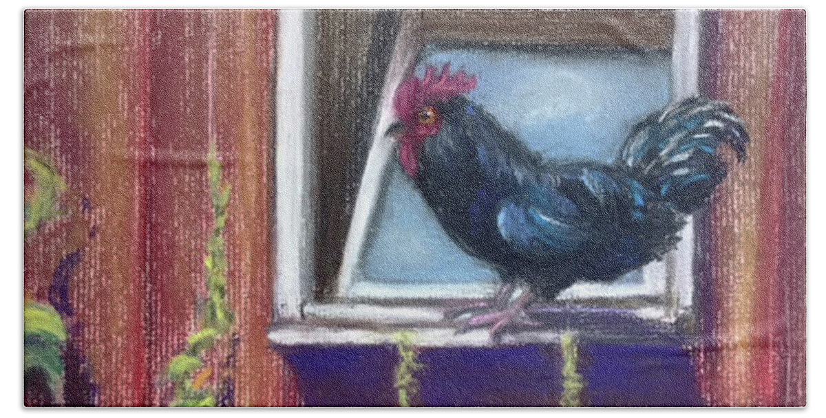 Chicken Beach Sheet featuring the painting Chanticleer by Susan Sarabasha