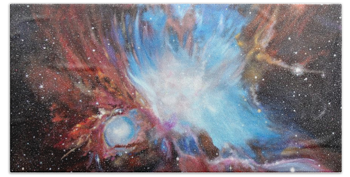 Nebula Beach Sheet featuring the painting Chaos in Orion by Ken Ahlering