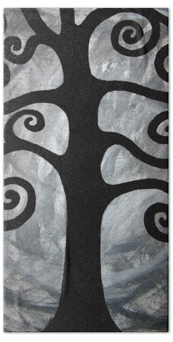 Abstract Tree Beach Towel featuring the painting Chaos Tree by Angelina Tamez