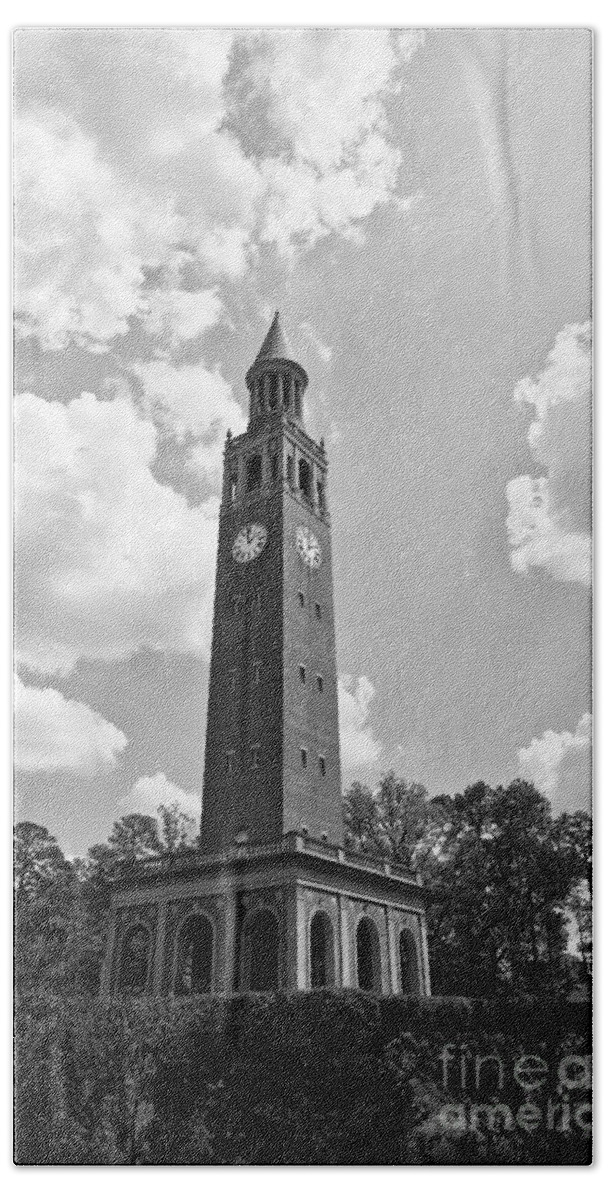 Chapel Beach Sheet featuring the photograph Chapel Hill Bell Tower in Black and White by Jill Lang