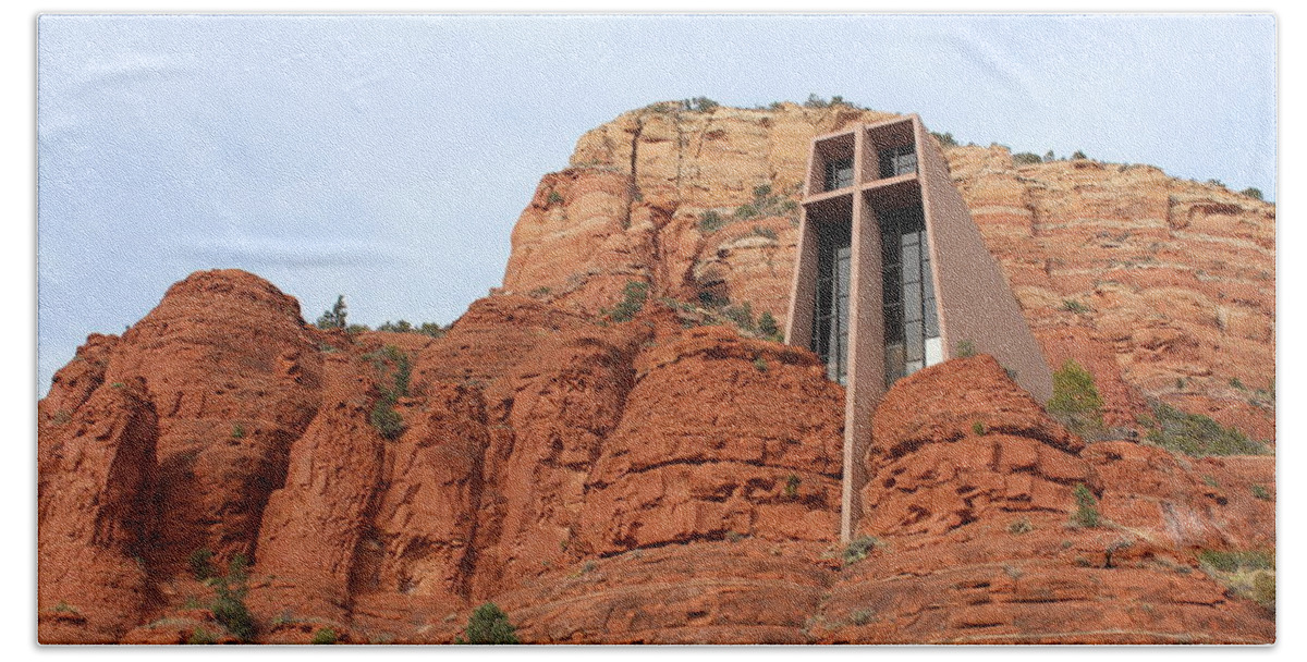 Sedona Beach Towel featuring the photograph Chapel of the Holy Cross by Samantha Delory