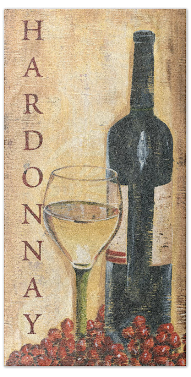 Wine Beach Towel featuring the painting Chardonnay Wine and Grapes by Debbie DeWitt
