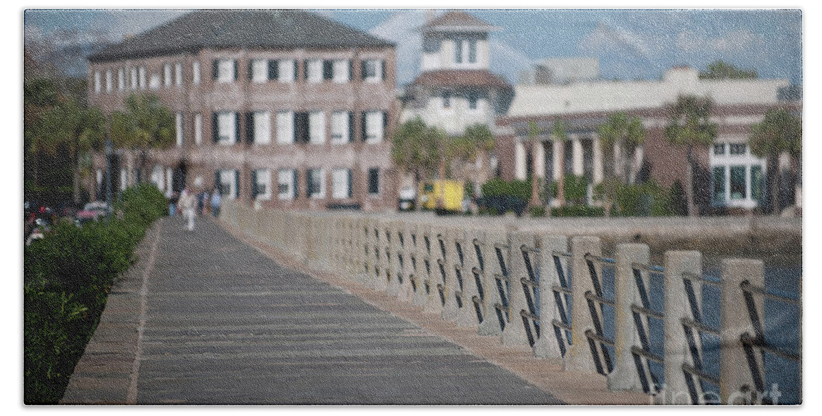 Sidewalk Beach Towel featuring the photograph Charleston High Battery Side Walk by Dale Powell