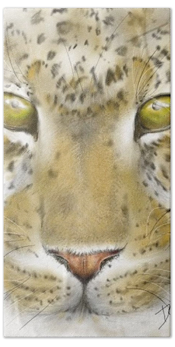 Face Beach Sheet featuring the digital art Cheetah face by Darren Cannell