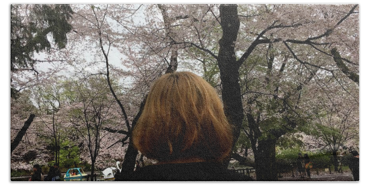 Japan Beach Towel featuring the photograph Cherry Blossom And A Girl by Kasumi Taniyama
