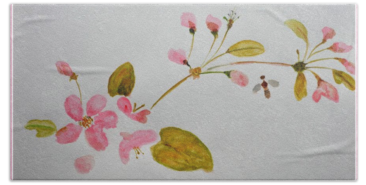 Art For Home Beach Sheet featuring the painting Cherry Pink by Sonali Gangane