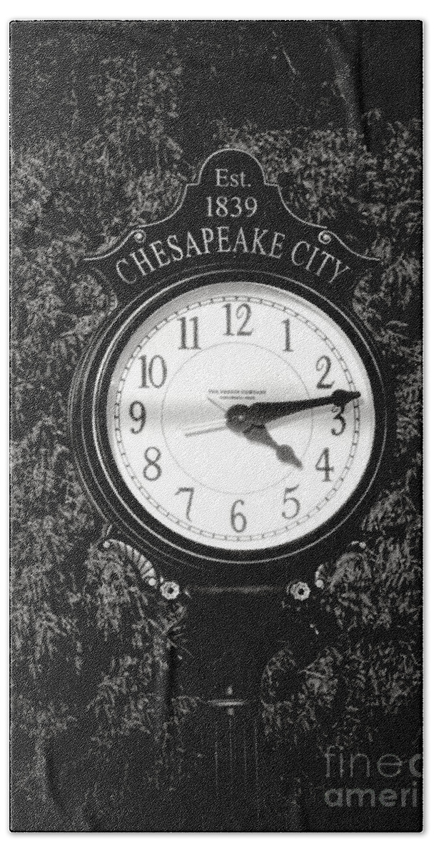 Town Beach Towel featuring the photograph Chesapeake City Clock by Olivier Le Queinec