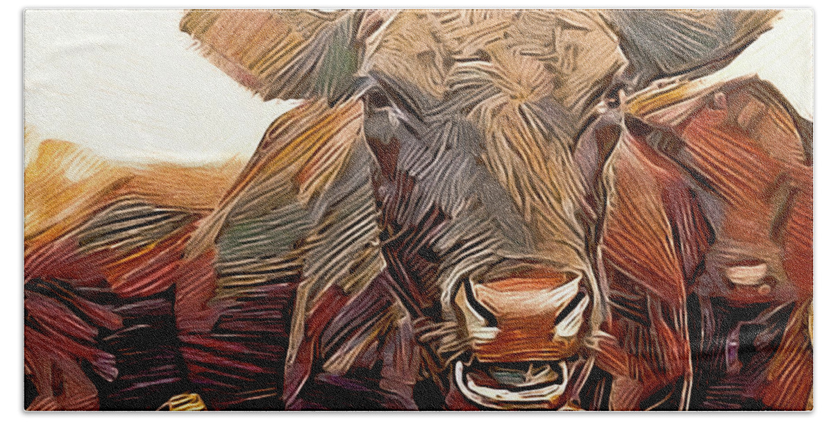 Herd Of Cows Beach Sheet featuring the mixed media Chester County Cattle by Susan Maxwell Schmidt