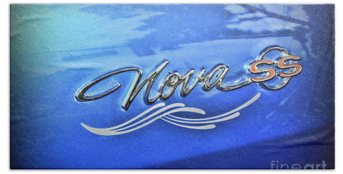 Paul Ward Beach Towel featuring the photograph Chevy Nova SS Emblem by Paul Ward