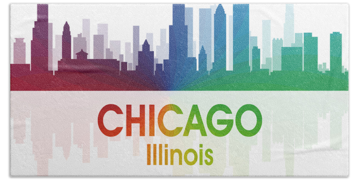 City Silhouette Beach Towel featuring the digital art Chicago IL by Angelina Tamez