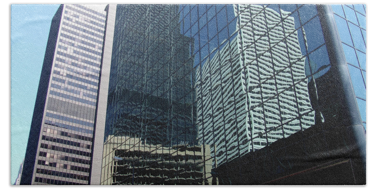 Reflections Beach Towel featuring the photograph Chicago Reflections 091 by DiDesigns Graphics