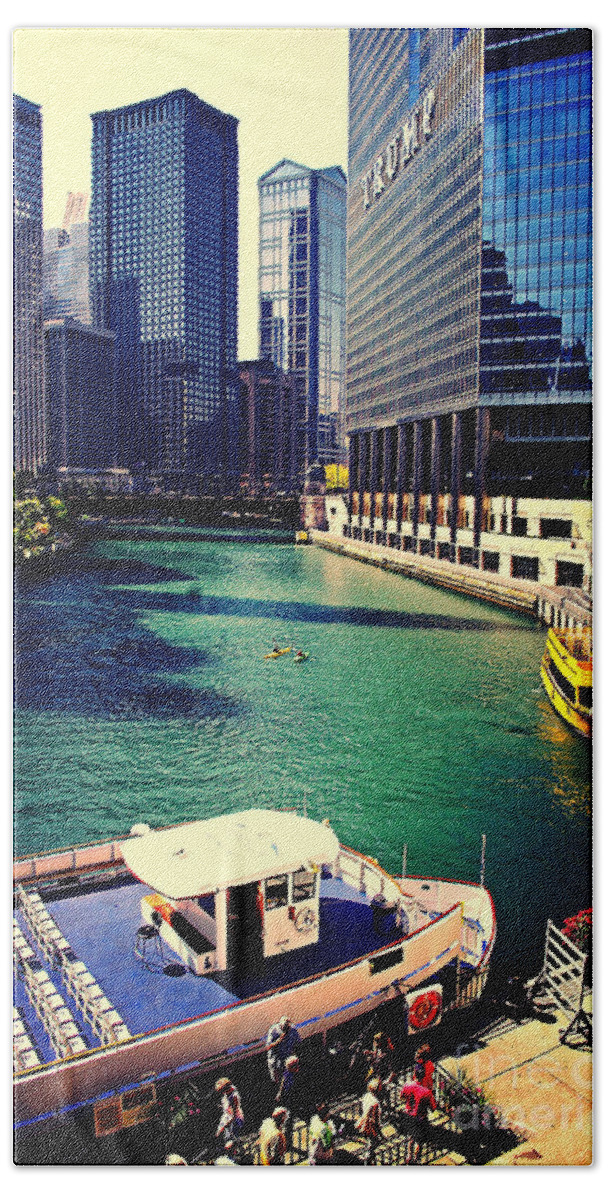 Chicago-cityscape Beach Sheet featuring the photograph City of Chicago - River Tour by Frank J Casella