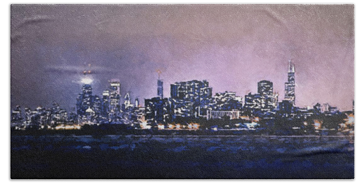 Chicago Beach Towel featuring the photograph Chicago Skyline from Evanston by Scott Norris