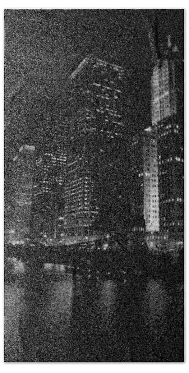 Chicago Beach Towel featuring the photograph Chicago Wacker Drive Night Portrait by Kyle Hanson