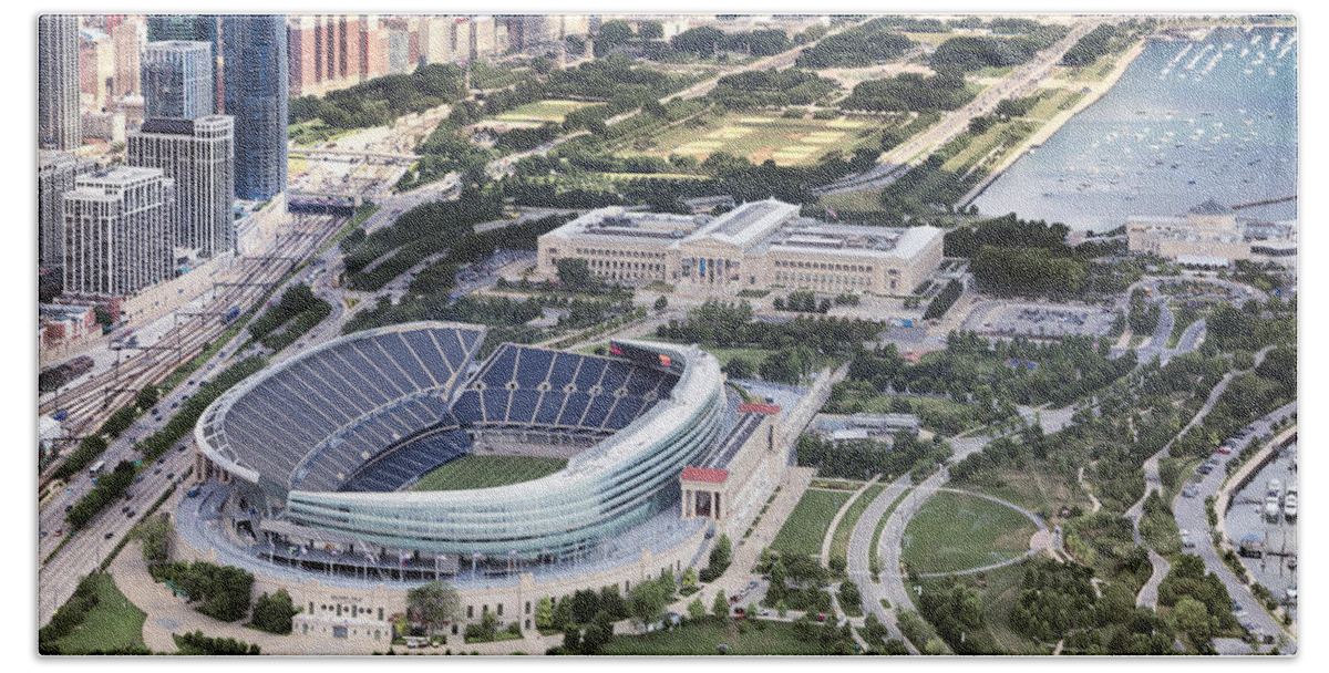 3scape Beach Towel featuring the photograph Chicago's Soldier Field by Adam Romanowicz