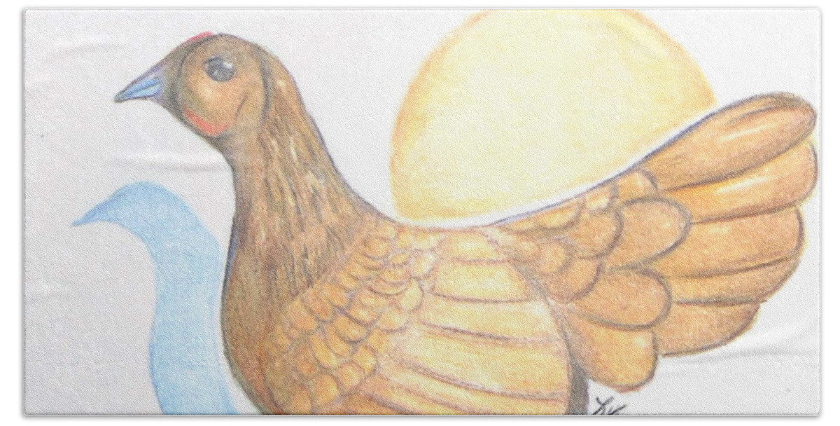 Chicken Beach Towel featuring the drawing Chicken #963 by Loretta Nash