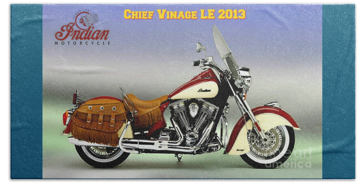 Motorcycle Beach Sheet featuring the digital art Chief Vintage LE 2013 by Ian Gledhill