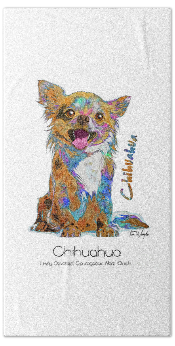 Chihuahua Beach Towel featuring the digital art Chihuahua Pop Art by Tim Wemple