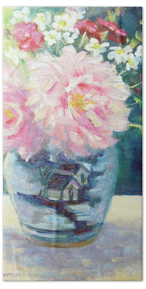 Pink Peonies Beach Towel featuring the painting Chinese Influence by Barbara Hageman