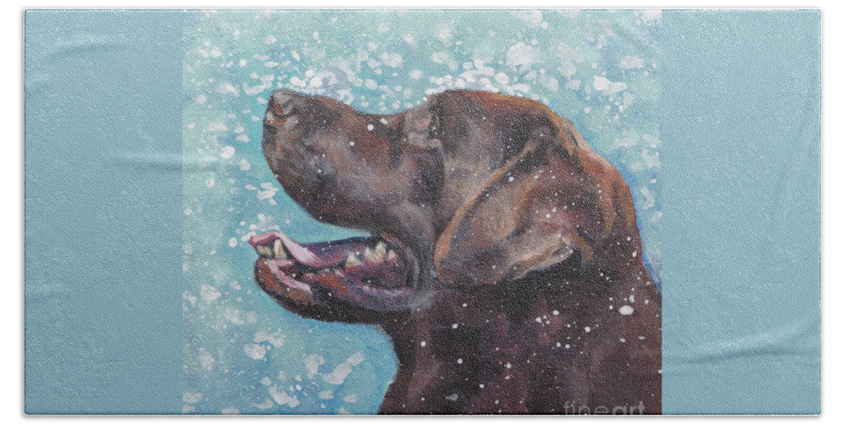 Labrador Retriever Beach Sheet featuring the painting Chocolate Labrador Retriever by Lee Ann Shepard