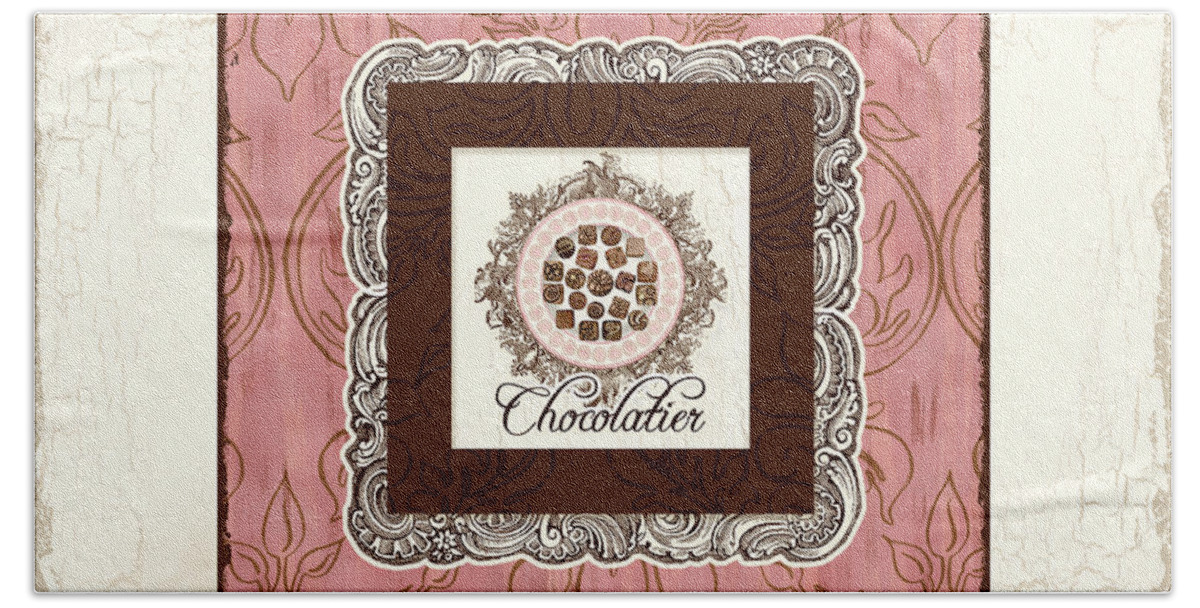 Paris Beach Towel featuring the painting Chocolatier - Plate of Handmade Chocolate Candies by Audrey Jeanne Roberts