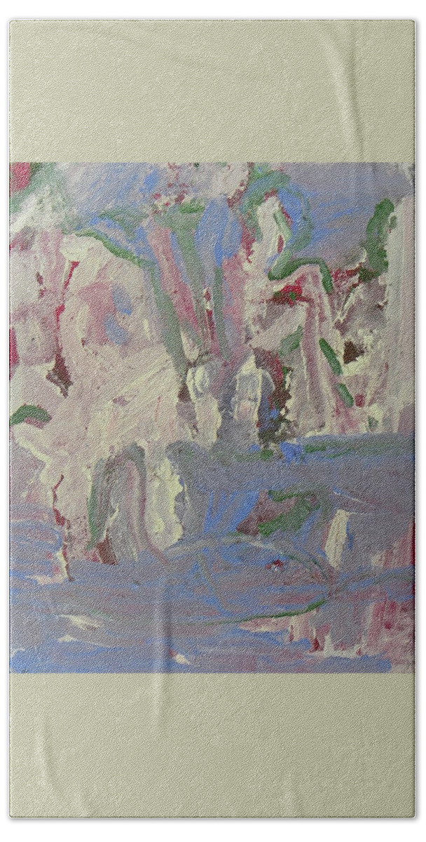 Abstract Beach Sheet featuring the painting Choir Practice by Judith Redman