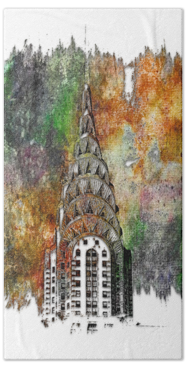 Muted Beach Towel featuring the photograph Chrysler Spire Muted Rainbow 3 Dimensional by DiDesigns Graphics