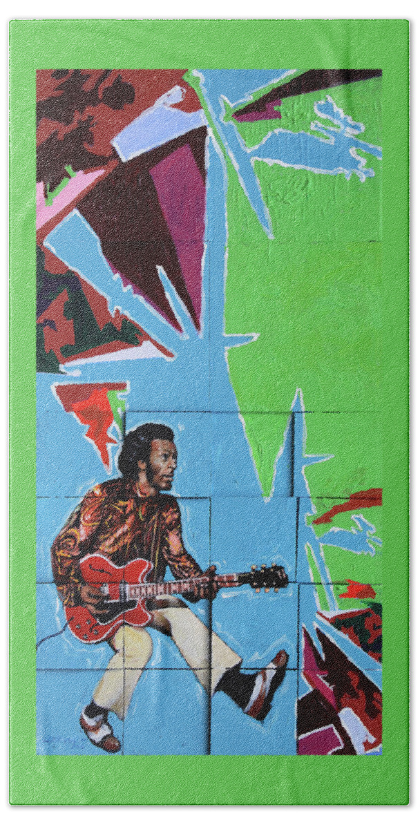 Chuck Berry Beach Sheet featuring the painting Chuck Berry by John Lautermilch