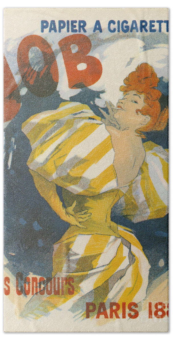 1889 Beach Towel featuring the painting Cigarette Papers Ad by Granger