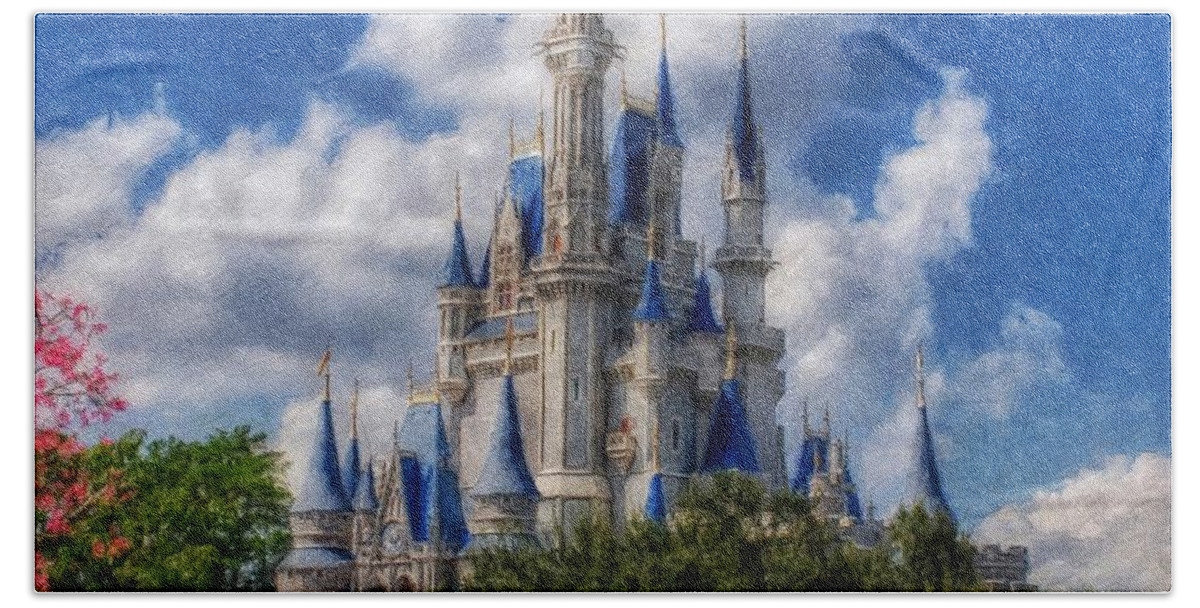 Castle Beach Towel featuring the painting Cinderella Castle Summer Day by Sandy MacGowan