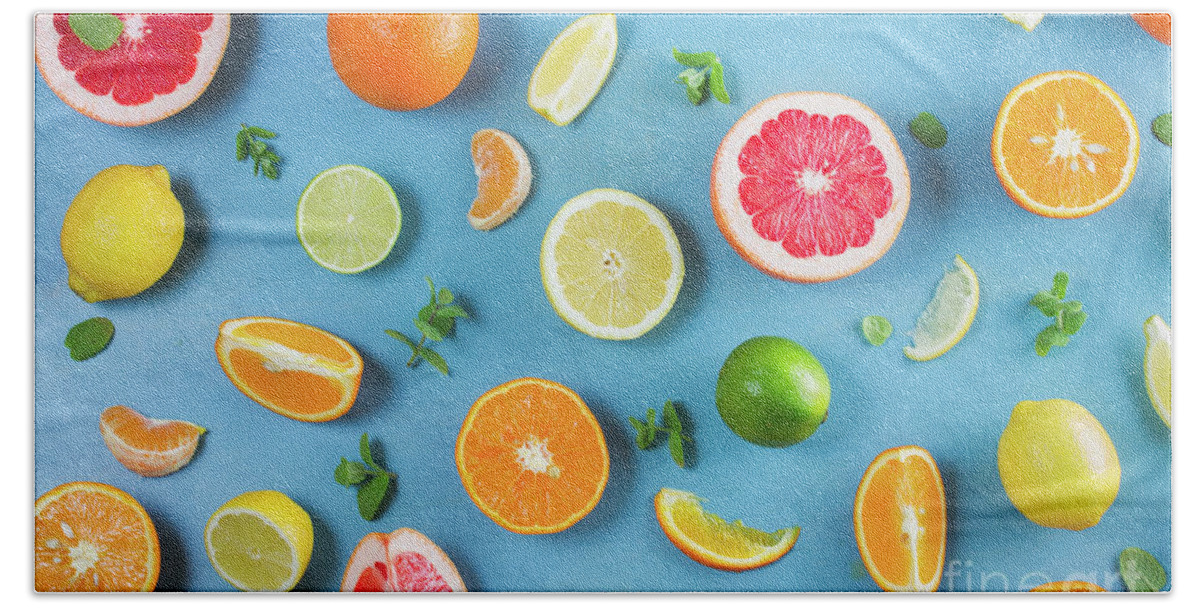Citrus Beach Towel featuring the photograph Citrus Summer by Anastasy Yarmolovich