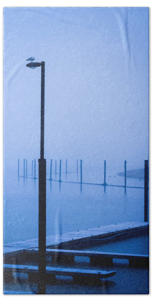Fog Beach Sheet featuring the photograph City beach and Windbag Marina by Albert Seger