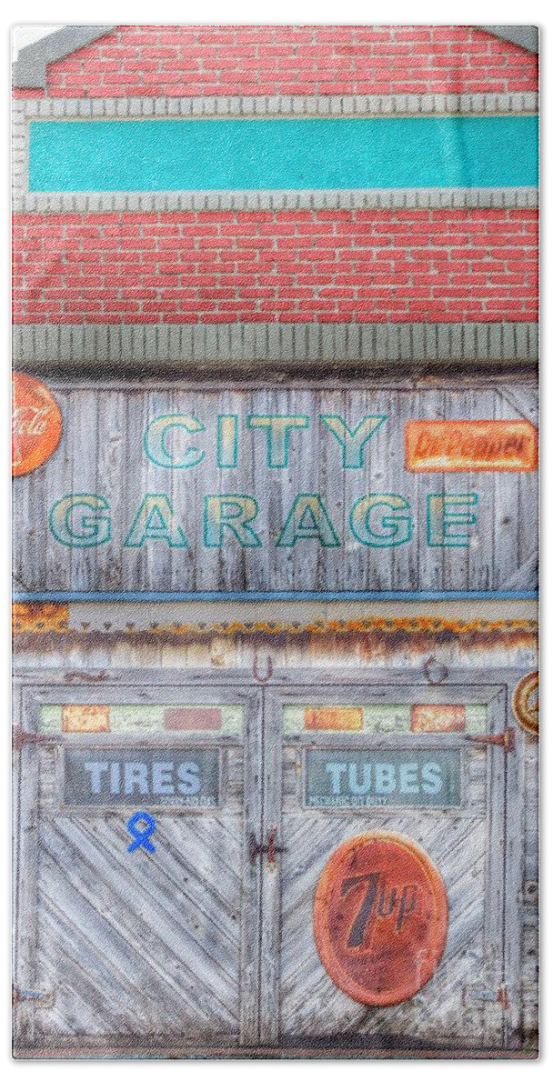 Old Town Beach Towel featuring the photograph City Garage by Toma Caul