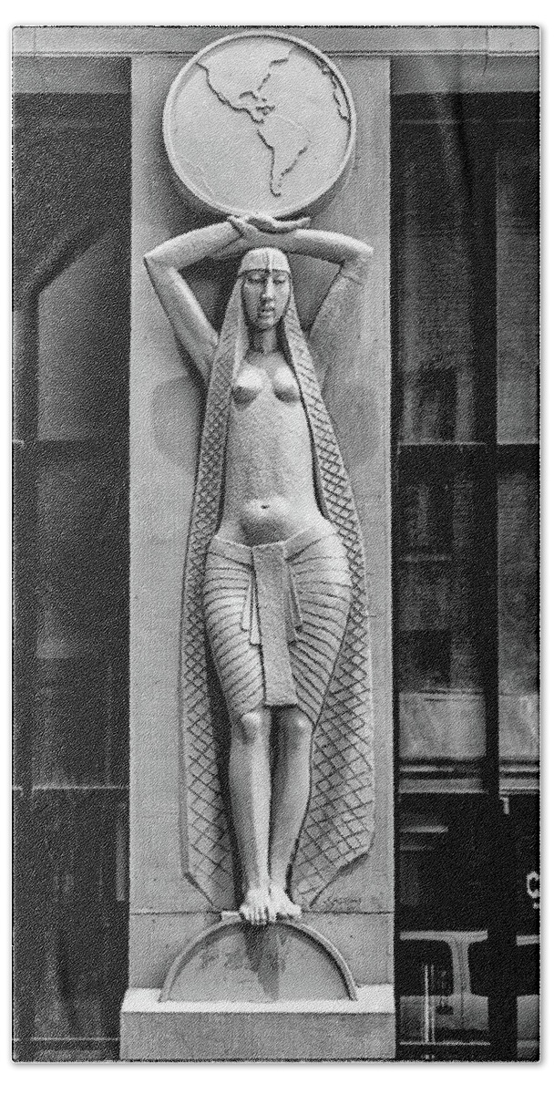 Black-and-white Beach Towel featuring the photograph City Museum Figure by Robert FERD Frank