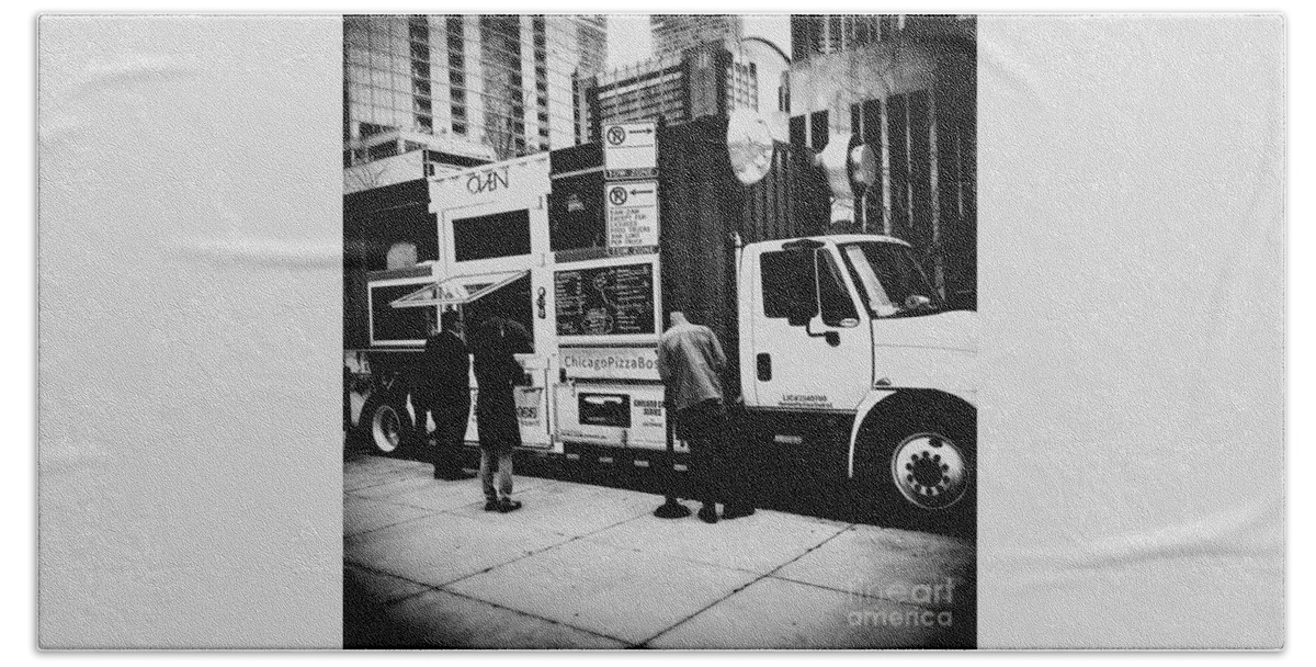 Midwest Beach Towel featuring the photograph City of Chicago Pizza Truck by Frank J Casella