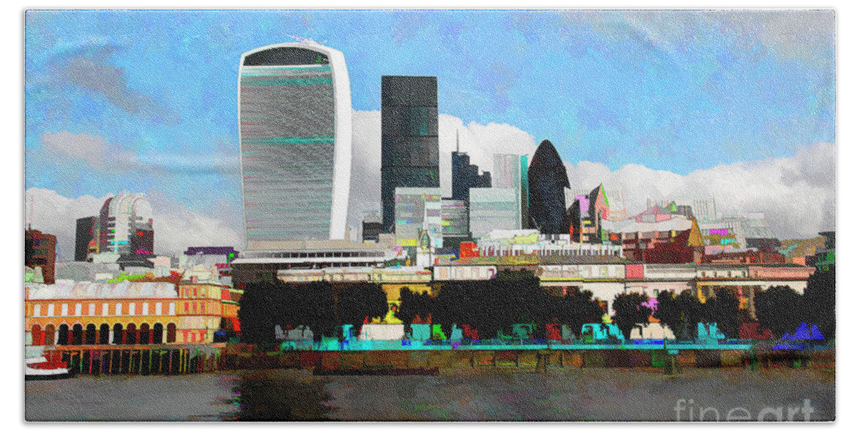City Of London Beach Towel featuring the digital art City of London by Roger Lighterness