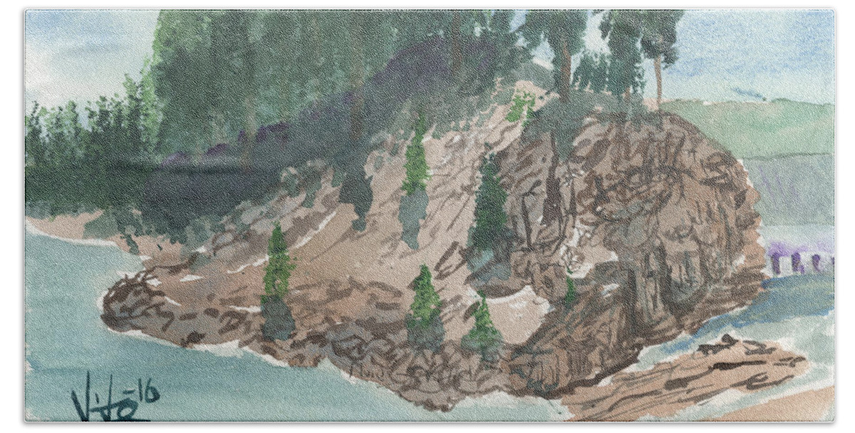 Landscape Beach Towel featuring the painting Clarkfork Combined by Victor Vosen